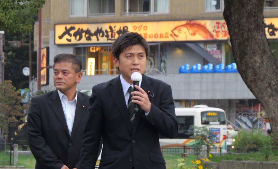 尼崎市内で街頭演説
